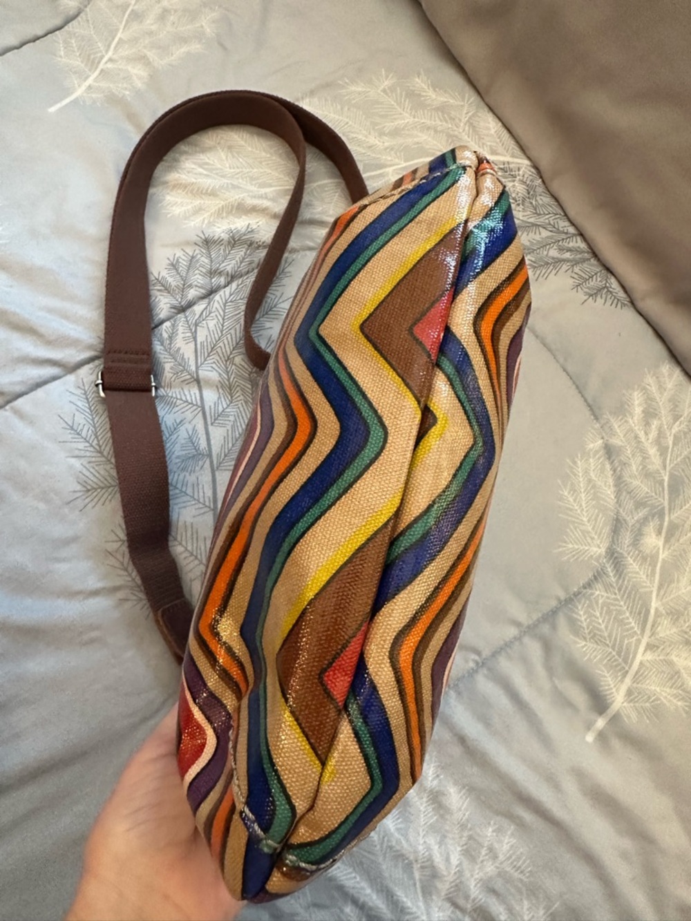 EUC Fossil Key-Per Multicolor Chevron Crossbody Bag - Picture 7 of 14